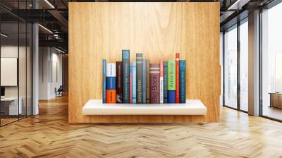 books on wooden shelf Wall mural