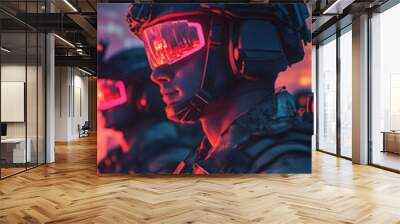 Futuristic soldiers Wall mural