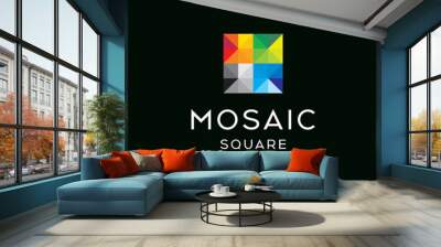 Mosaic square colorful logo design vector editable business brand identity royalty free image Wall mural