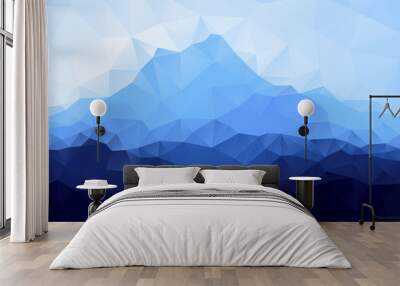 Triangle geometrical background with blue mountain Wall mural