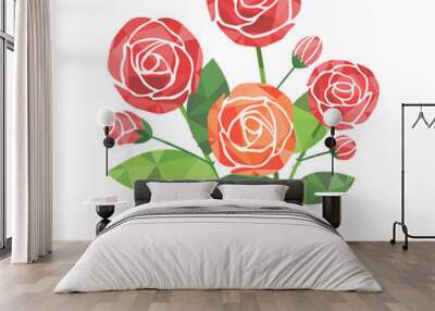 Illustration of a bouquet of roses (white background, vector, cut out) Wall mural