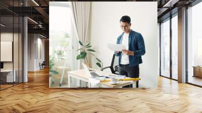 architect working at his laptop on the office Wall mural