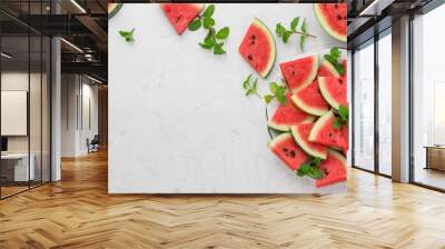 Fresh sliced watermelon on a plate in summertime Wall mural