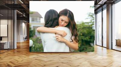 Friendship help support and difficult times concept. Human emotions feelings Wall mural