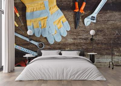 Labor day. Construction tools with copy space Wall mural