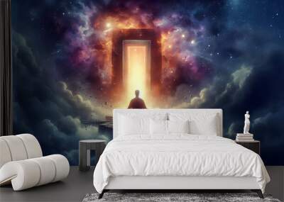 Watercolor painting of a connection to a higher realm or a deeper understanding of the universe. Wall mural