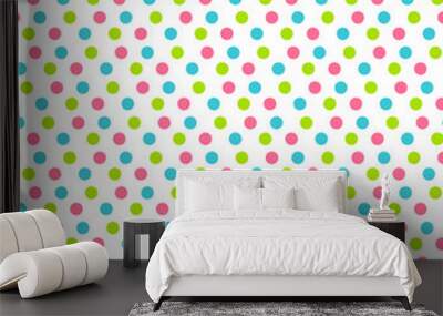 Seamless pattern with multicolored dots isolated on white backgr Wall mural