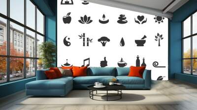 Spa yoga zen flat icons isolated on white background Wall mural