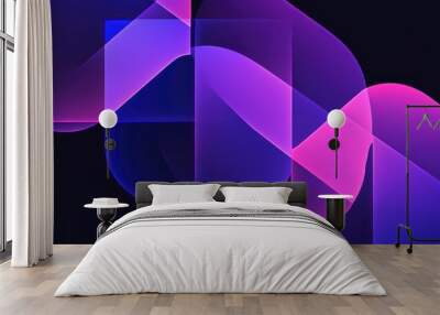 geometric abstract circles with solid shapes and transparent color on a dark background Wall mural