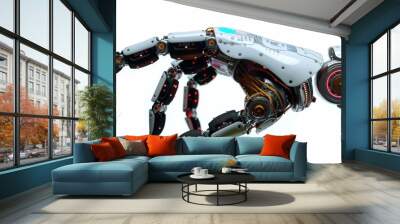 a robot hand on a white background, illustrating futuristic transportation technology. Wall mural