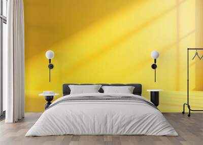 Minimal blank yellow 3D background with an empty product display backdrop. Modern studio wall scene. Wall mural