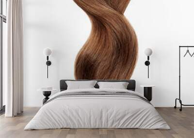 Long wavy brown hair on white background Wall mural