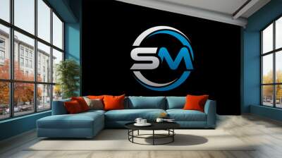 SM Letter Initial Logo Design Template Vector Illustration Wall mural