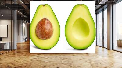 Avocado collection isolated on white. Avocado half Clipping Path. Avocado studio macro shooting Wall mural