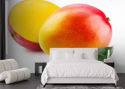 Fresh mango with leaves isolated Wall mural