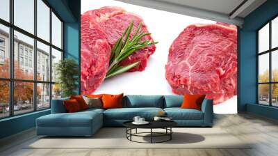 Fresh raw beef steak isolated on white background Wall mural