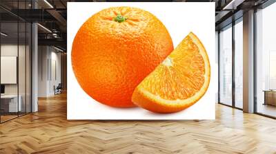 Orange full macro shoot food ingredient on white isolated Wall mural