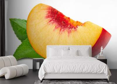 peach fruits with leaf isolated Wall mural