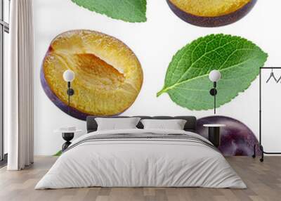 Plum isolated on white background Wall mural