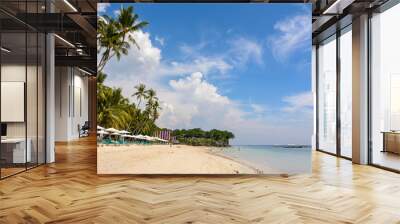 Lovely white beach with palm trees.  Beautiful tropical beach of a tropical island. Philippines. Asia Wall mural