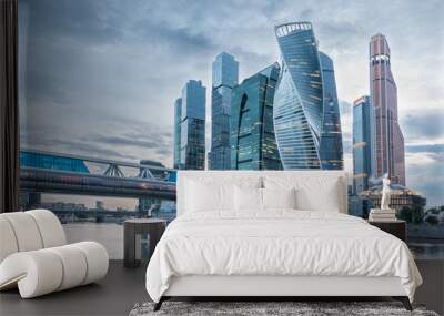 Moscow City - A modern business district with skyscrapers on the banks of the Moscow River Wall mural