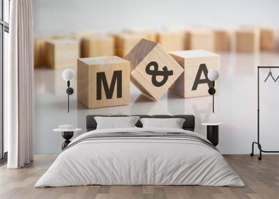 text ma shot form on wooden block Wall mural