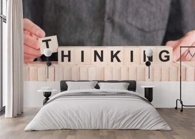 the word of THINKING on building blocks concept Wall mural