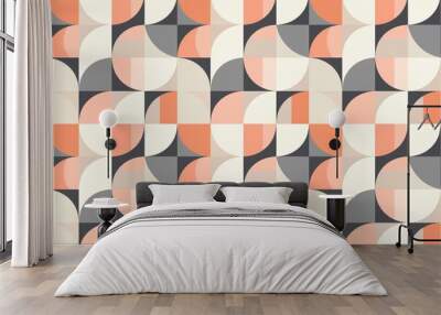 Abstract geometric background with a retro mid-century modern pattern in pastel colors Wall mural