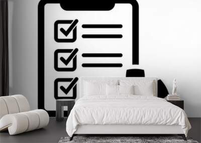 clipboard and gear icon. project management concept flat style. technical support check list with co Wall mural