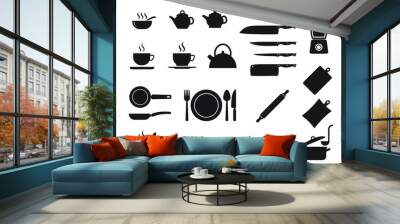 Cooking icons set, Kitchen utensils and tool icon set Wall mural