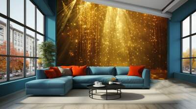 Empty stage in golden lights and floodlights Wall mural