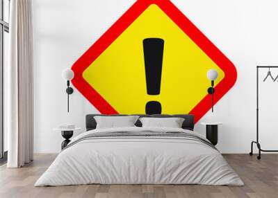 Exclamation mark, square hazard warning symbol, vector icon Wall mural