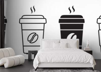 Hot coffee cup icon. Paper coffee cup icon isolated on white background. Wall mural