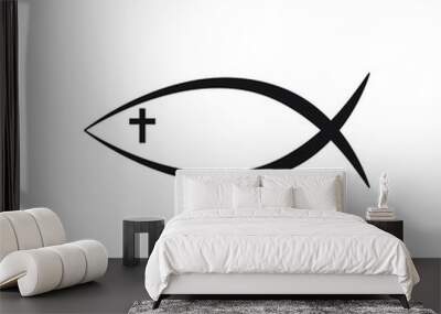 Jesus Fish, Christian Ichthys Fish symbol icon Wall mural