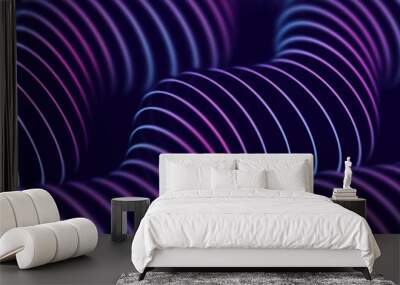 3D Sound waves. Abstract visualization of big data and artificial intelligence. Digital technology concept: futuristic background. Colored sound waves, audio equalizer. EPS 10 vector illustration. Wall mural