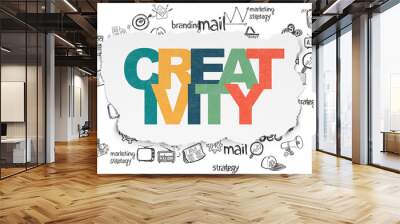 Advertising concept: Creativity on Torn Paper background Wall mural