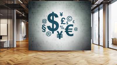 Advertising concept: Finance Symbol on Digital Data Paper background Wall mural