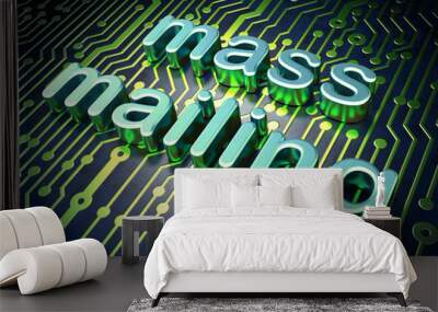 advertising concept: mass mailing on circuit board background Wall mural