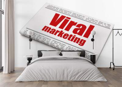 Advertising concept: newspaper headline Viral Marketing on White background, 3D rendering Wall mural