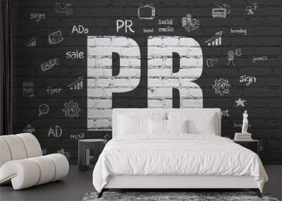 advertising concept: pr on wall background Wall mural