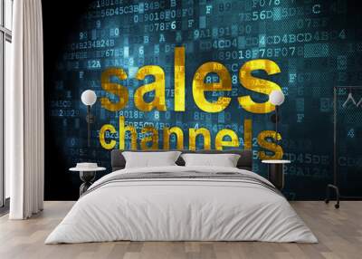 advertising concept: sales channels on digital background Wall mural