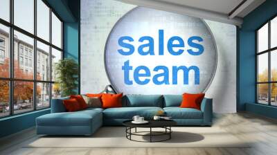 Advertising concept: Sales Team with optical glass Wall mural