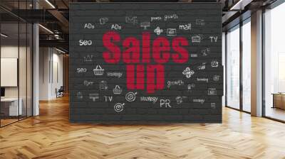 Advertising concept: Sales Up on wall background Wall mural