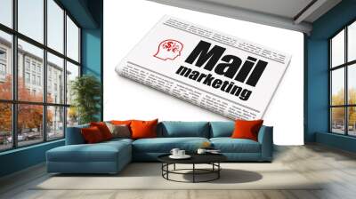 Advertising news concept: newspaper with Mail Marketing Wall mural