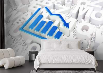 Business concept: Decline Graph on alphabet background Wall mural