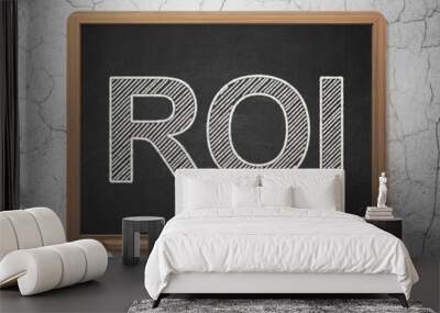 Business concept: ROI on chalkboard background Wall mural