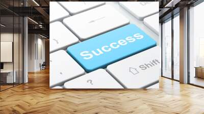 Business concept: Success on computer keyboard background Wall mural