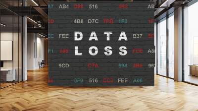 Data concept: Painted white text Data Loss on Black Brick wall background with Hexadecimal Code Wall mural