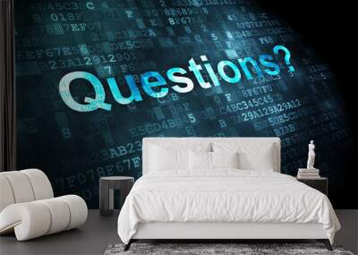 education concept: questions? on digital background Wall mural