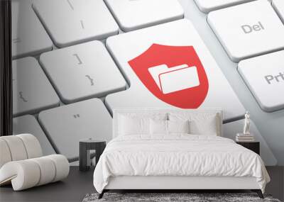 Finance concept: Folder With Shield on computer keyboard Wall mural